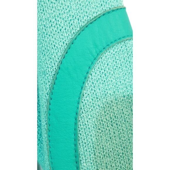 Vintage 80s Jaymee Papell Womens Pull Over Sweater Leather Trim Blue Long Sleeve - Picture 8 of 8